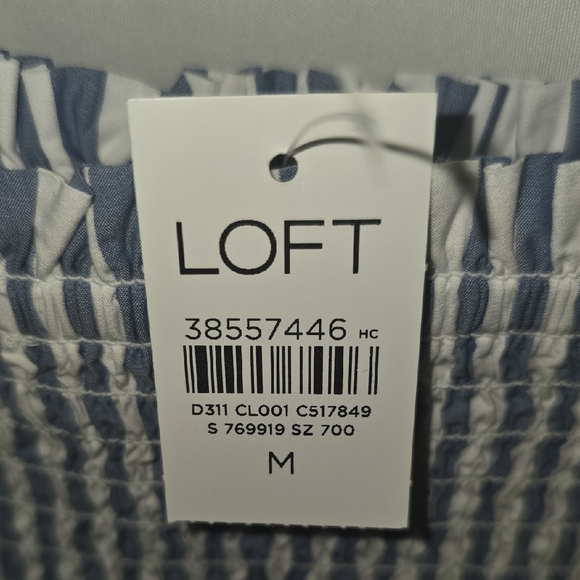 LOFT Navy and White Striped Crop Top - Picture 3 of 6